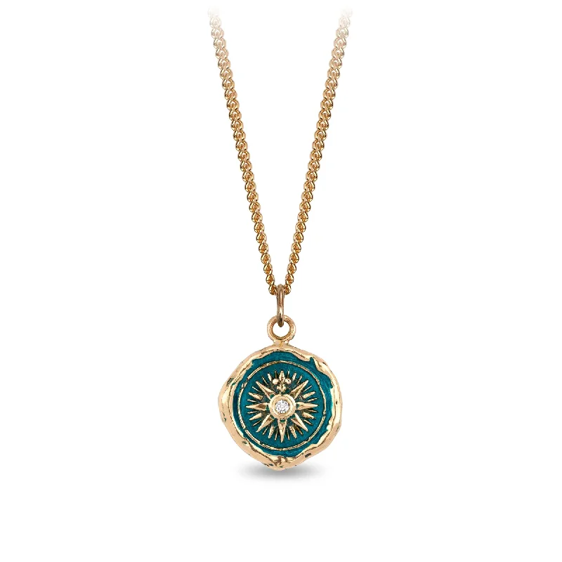 luxury gemstone necklaces for women -Direction 14K Gold Diamond Set Signature Talisman - True Colors