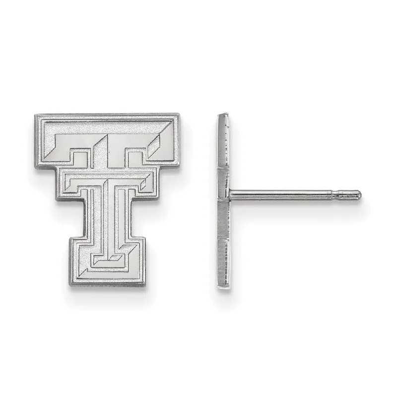 simple gold stud earrings -14k White Gold Texas Tech University Small Post Earrings