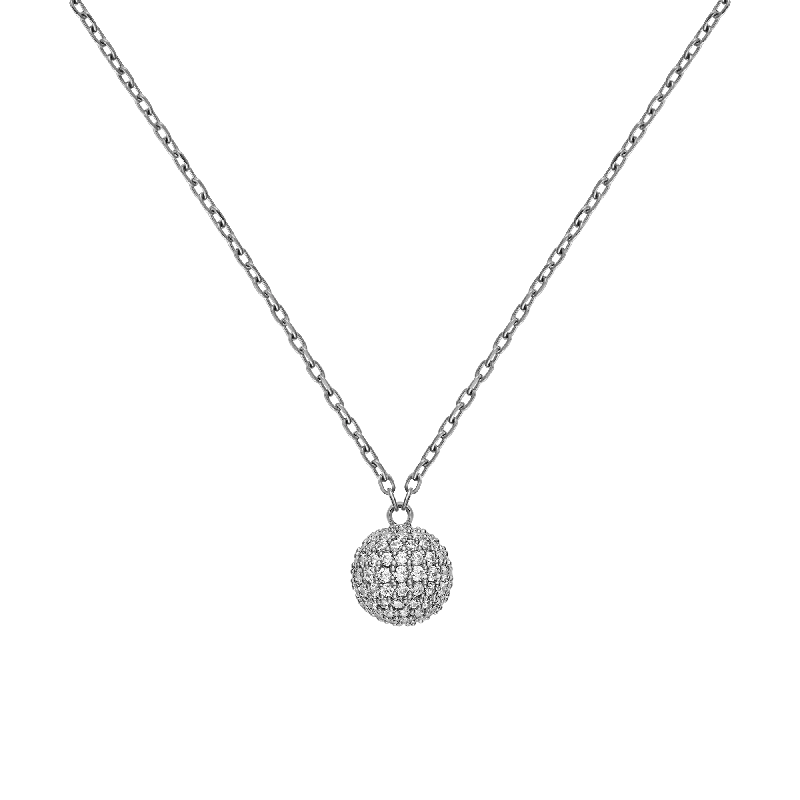 gold-plated necklaces for women -Pavé Crystal Pendant Necklace Silver