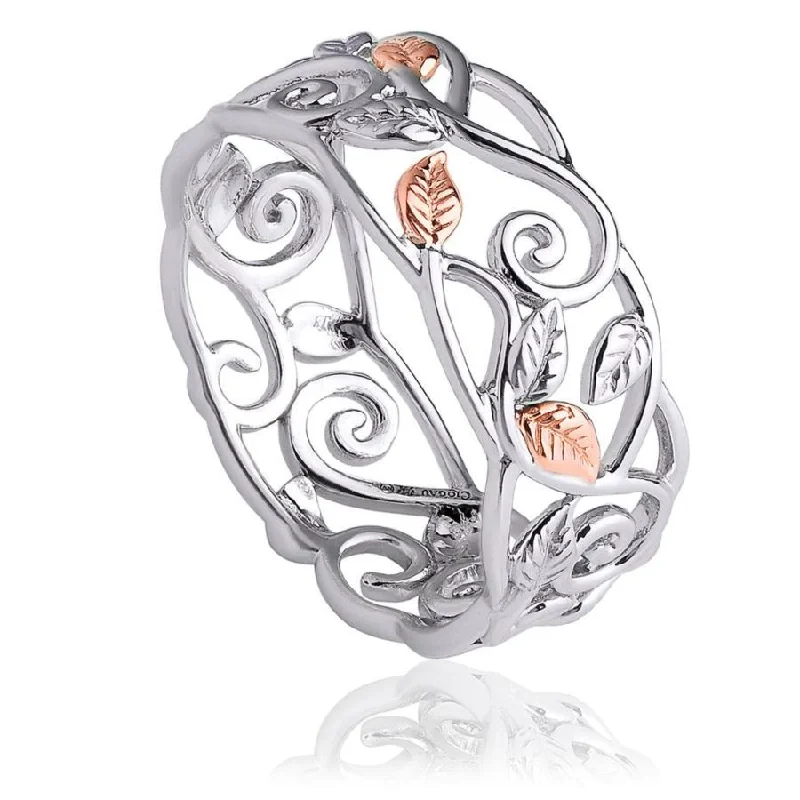 vintage rings for women -Silver & 9ct Rose Gold Awelon Ring