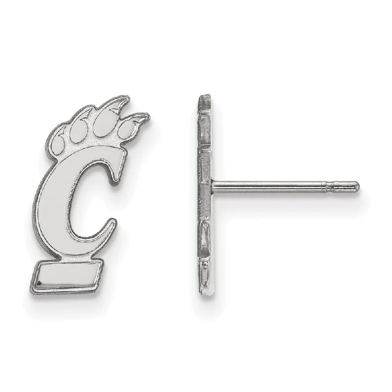 drop earrings for women -14k White Gold University of Cincinnati Small Post Earrings