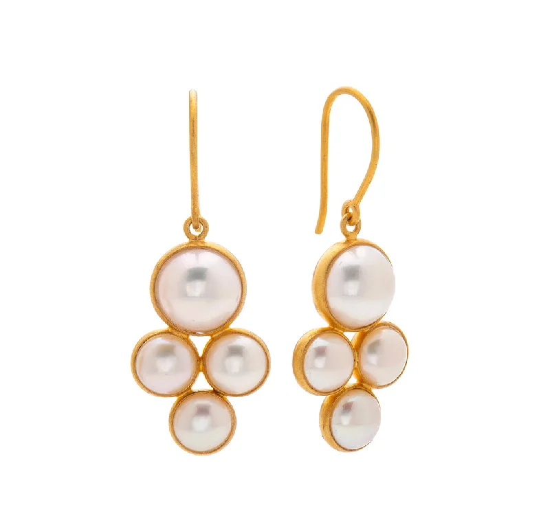 luxury gold earrings for women -Nava Zahavi Yellow Gold Clover Pearl Earrings