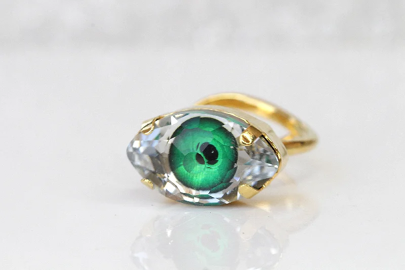 romantic engagement rings -GREEN EYE RING