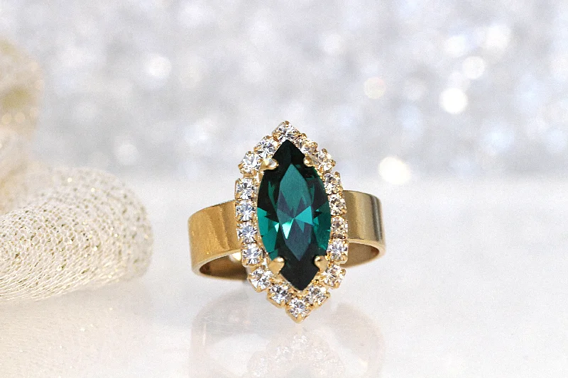 luxury engagement rings for women -Marquise Emerald Ring