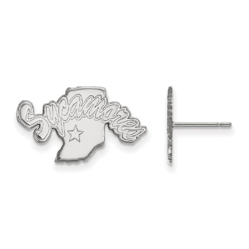 boho stud earrings for women -14k White Gold Indiana State University Small Post Earrings