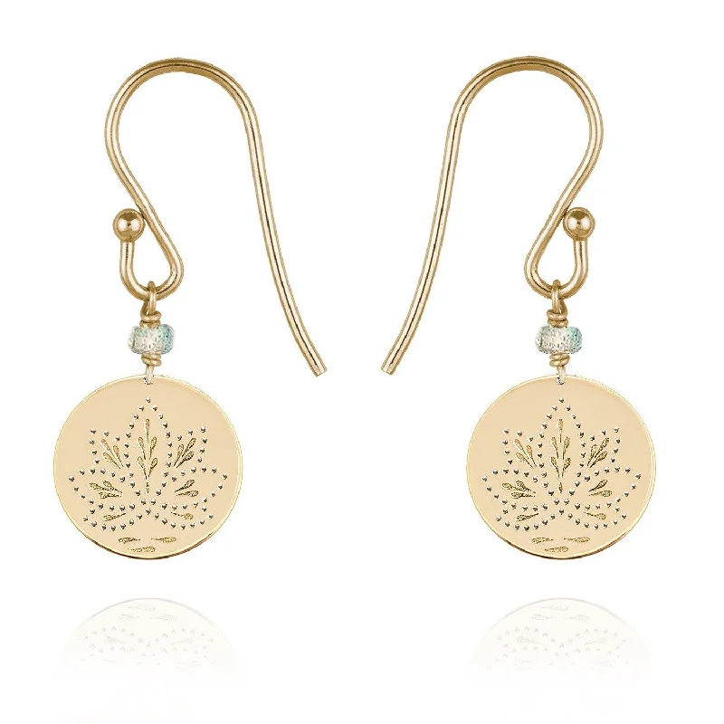 drop stud earrings for women -Lotus Medal Earrings - 18k Gold