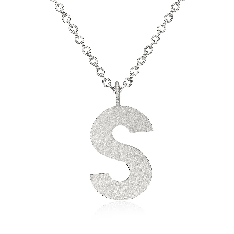 handmade silver necklaces for women -Letter S Silver Necklace