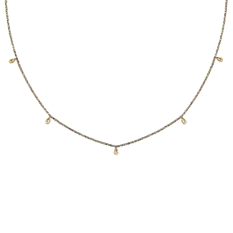 bridal necklaces for women -Mini Choker Drops 18K Gold Necklace