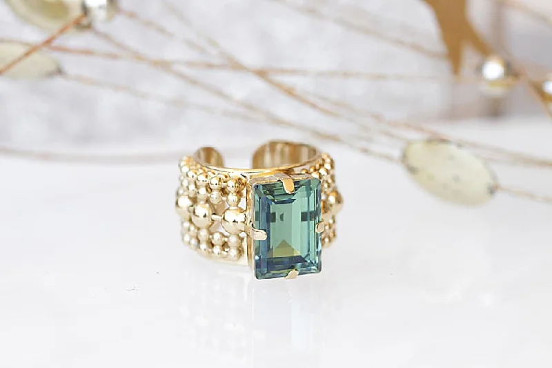 opal rings for women -EMERALD CRYSTAL RING