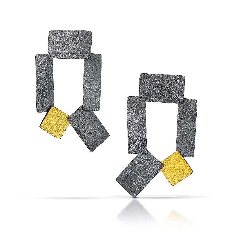 luxury crystal earrings for women -Carved Tab Link Earrings - luxe edition