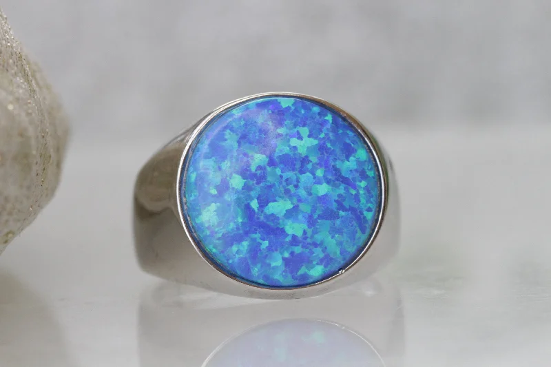 stackable rings for weddings -Blue Opal Ring