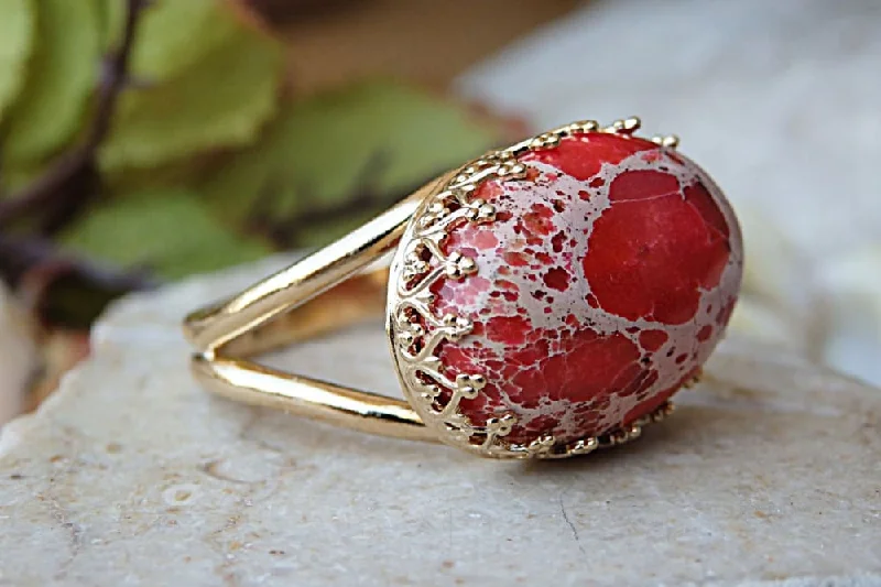 romantic rings for women -Red Jasper Ring