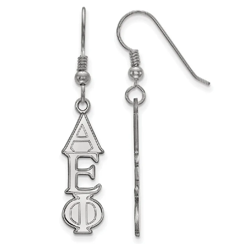 custom gemstone earrings for women -Sterling Silver Alpha Epsilon Phi Dangle Medium Earrings