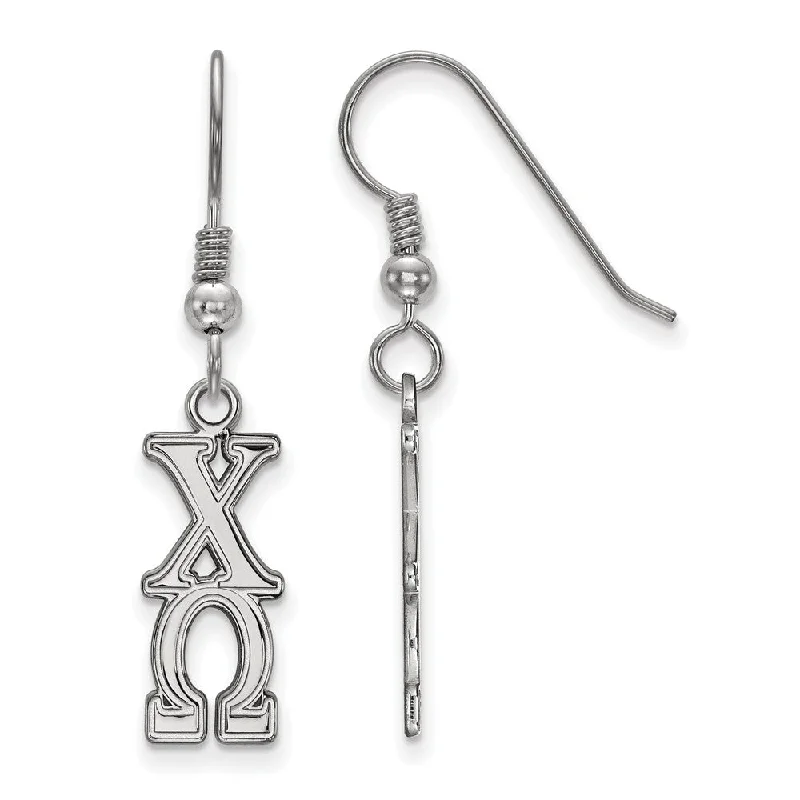 sterling silver hoop earrings -Sterling Silver Chi Omega Dangle Medium Earrings