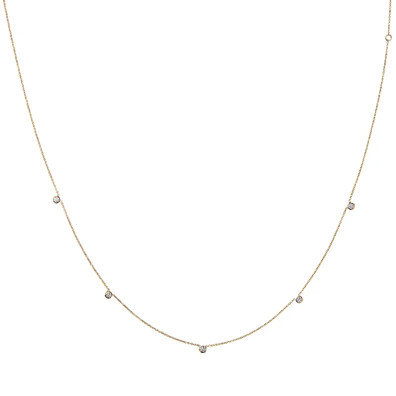 diamond-encrusted necklaces for women -Stellar Five Star 18K Gold Necklace w. Diamonds