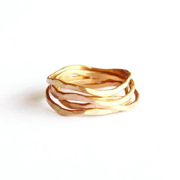 handmade necklaces for women -Wave Stacking Ring set