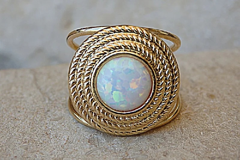 solitaire rings for women -Opal statement ring