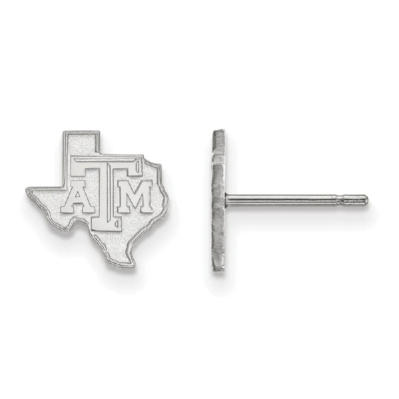 luxury diamond earrings for women -10k White Gold Texas A & M University XS (Tiny) Post Earrings