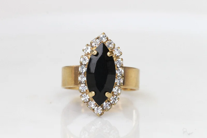 sapphire rings for women -Marquise BLACK Ring