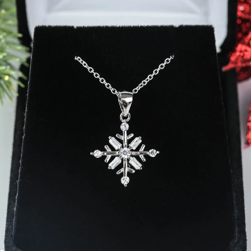 birthstone necklaces for women -8 Stone Art Deco Snowflake Necklace