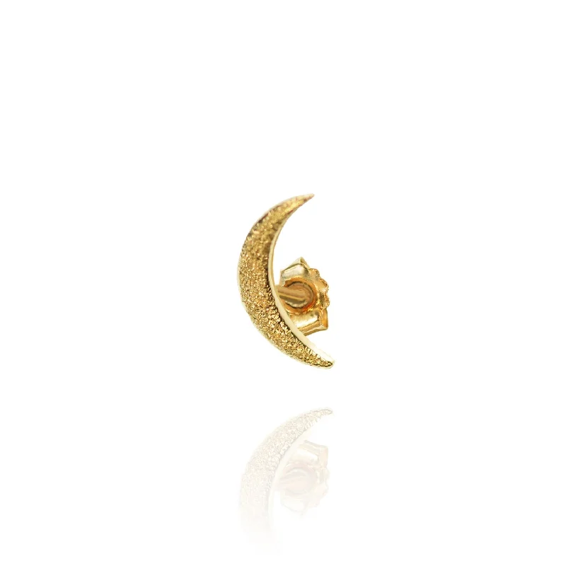 trendy earrings for women -Crescent Moon Ear Stud - 18k Gold - Sold by piece