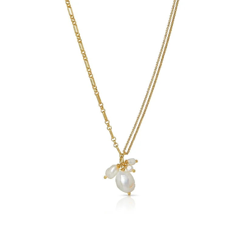 trendy chain necklaces for women -Úrsula 18K Gold Plated Necklace w. Pearls