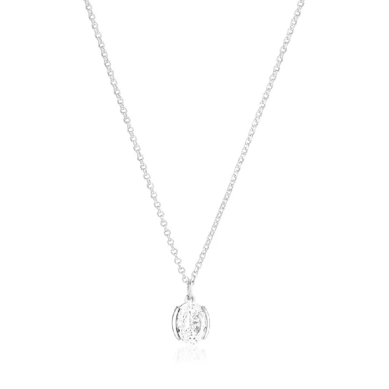 bridesmaid necklaces for women -Ellisse Carezza Silver Necklace w. Zirconia