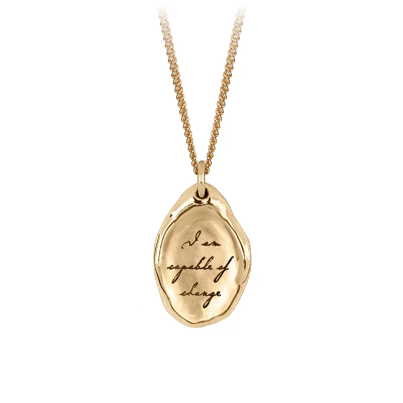 infinity pendant necklaces -I Am Capable Of Change 14K Gold Affirmation Talisman