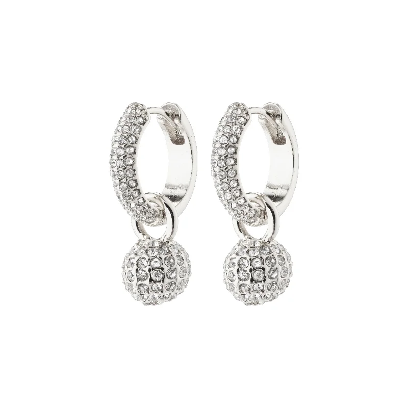 sterling silver hoop earrings -EDTLI crystal hoop earrings silver-plated