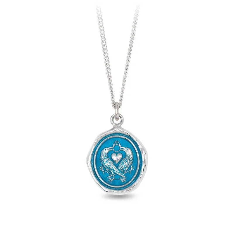 handmade silver necklaces for women -We Two Are One Talisman - Capri Blue