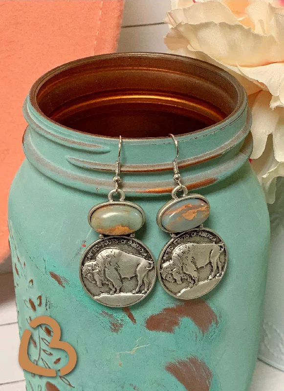 diamond earrings for women -The Shawney Buffalo Nickel Earrings