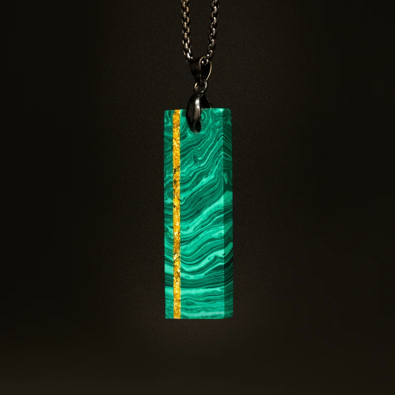 sapphire pendant necklaces for women -Malachite Trustone and Gold Leaf Pendant