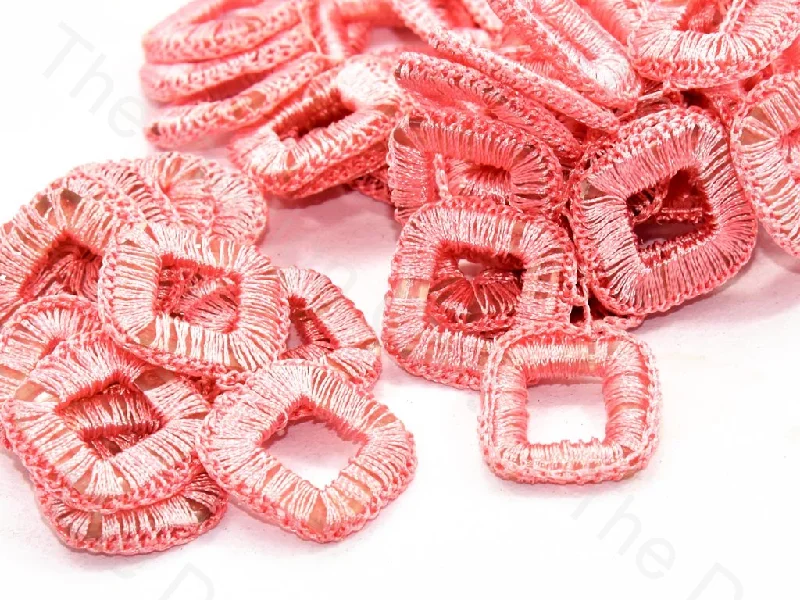 radiant-cut rings for women -Baby Pink Small Square Crochet Thread Rings