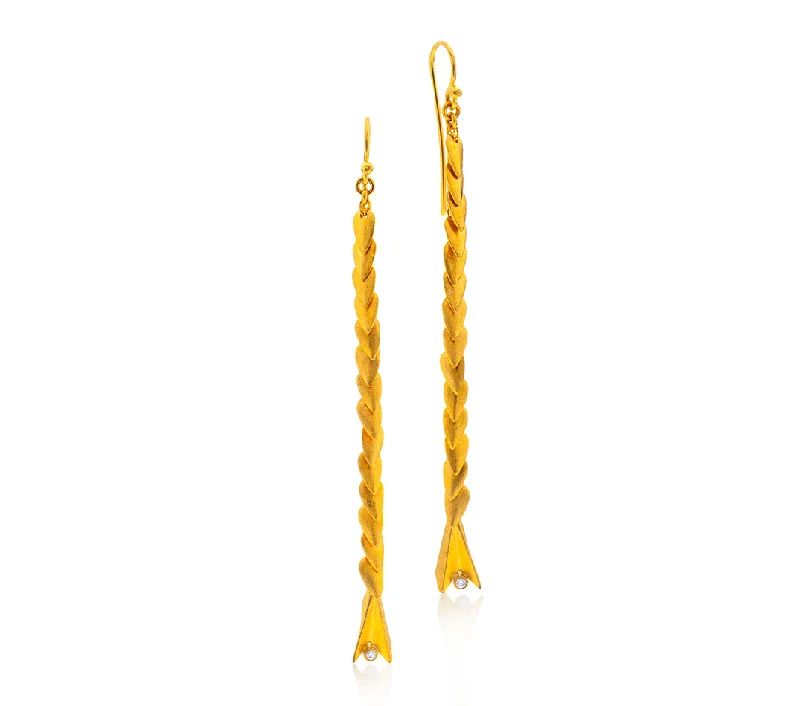 diamond earrings for women -Nava Zahavi Yellow 24K Gold Drop Earrings