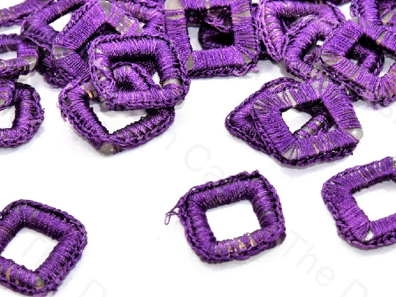 matching rings for couples -Purple Small Square Crochet Thread Rings