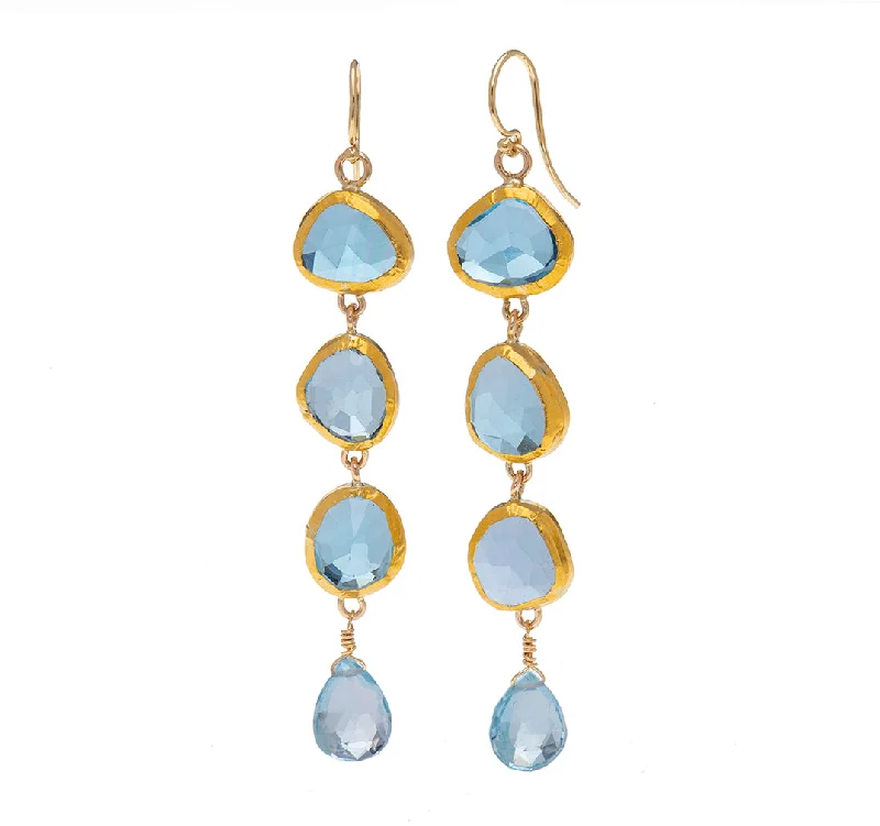 simple gold earrings for women -Nava Zahavi Lucky Blue Earrings