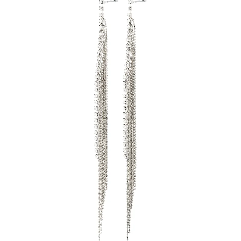 oversized earrings for women -ANE crystal waterfall earrings silver-plated