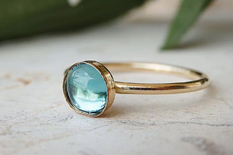 rose gold wedding rings for women -Blue topaz Ring