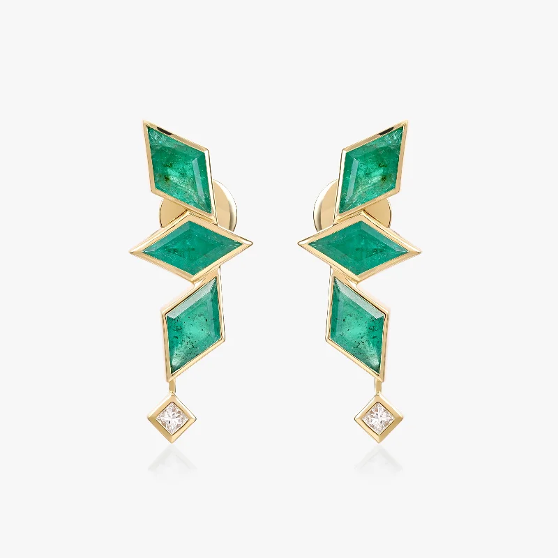 glamorous earrings for women -Waha emerald earrings