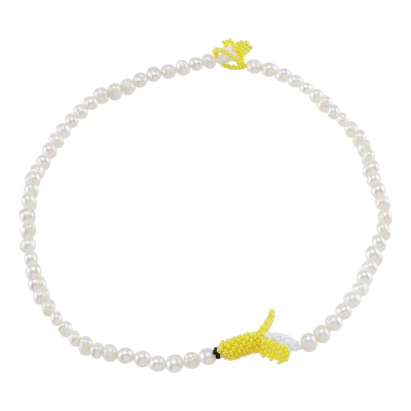 birthday gift necklaces for women -Pearly Banana Necklace