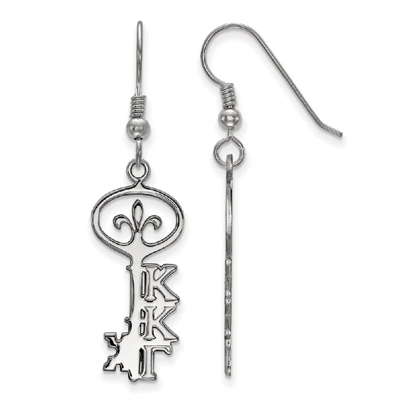 sterling silver earrings for women -Sterling Silver Kappa Kappa Gamma Small Dangle Earrings