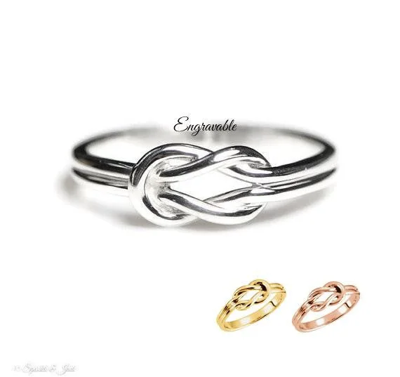 elegant necklaces for women -Infinity Love Knot Ring with Engraving