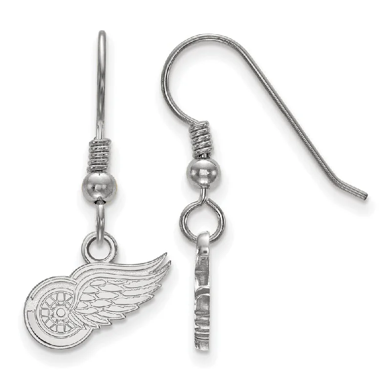 stackable earrings for women -Sterling Silver NHL Detroit Red Wings XS Dangle Earrings