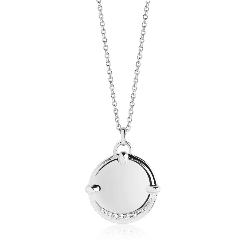 personalized pendant necklaces -Portofino Silver Necklace w. White Zirconias