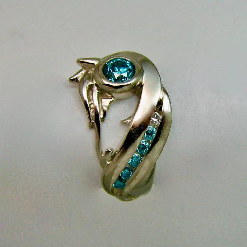 statement rings for women -Waterhorse Ring with Blue Diamonds