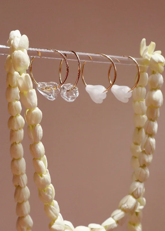 gemstone chandelier earrings -Pikake Hoop Earrings