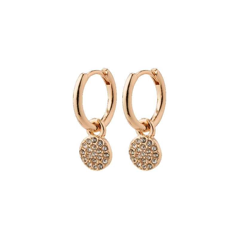 cubic zirconia earrings for women -CHAYENNE crystal hoop earrings rosegold-plated