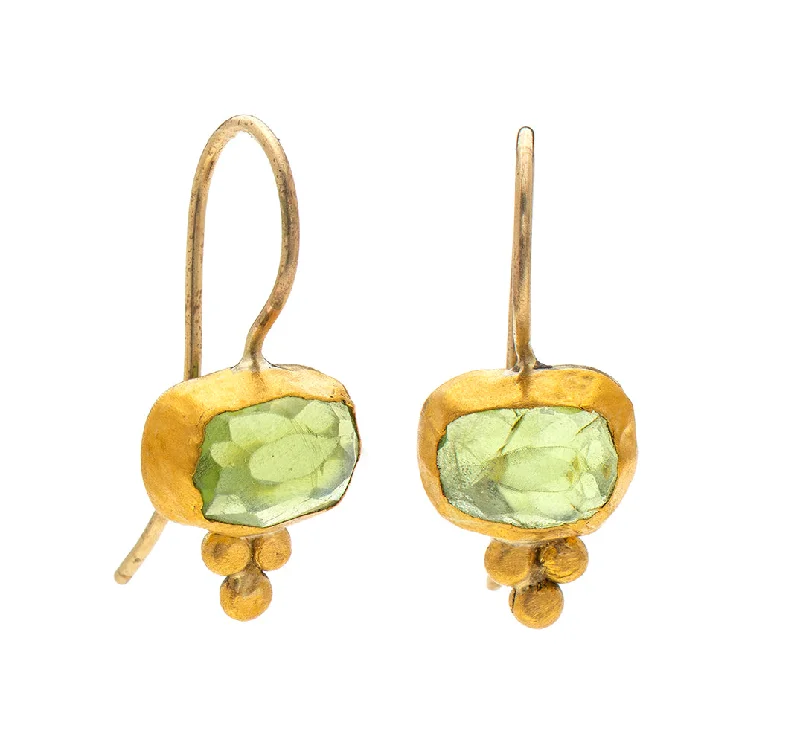 butterfly stud earrings for women -Nava Zahavi Yellow Gold Rectangular Peridot Earrings