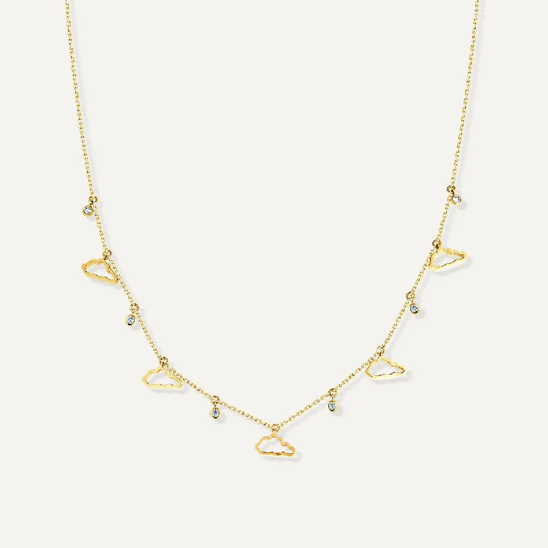 crystal necklaces for women -Allusia Love Five 18K Gold Necklace w. Diamonds