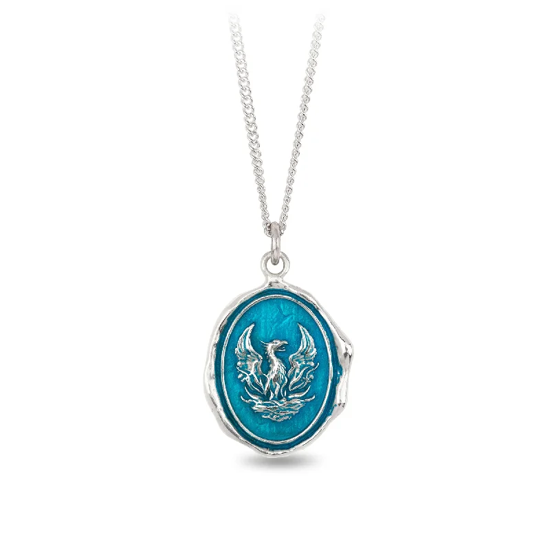 custom engraved necklaces -Fire Within Talisman - Capri Blue